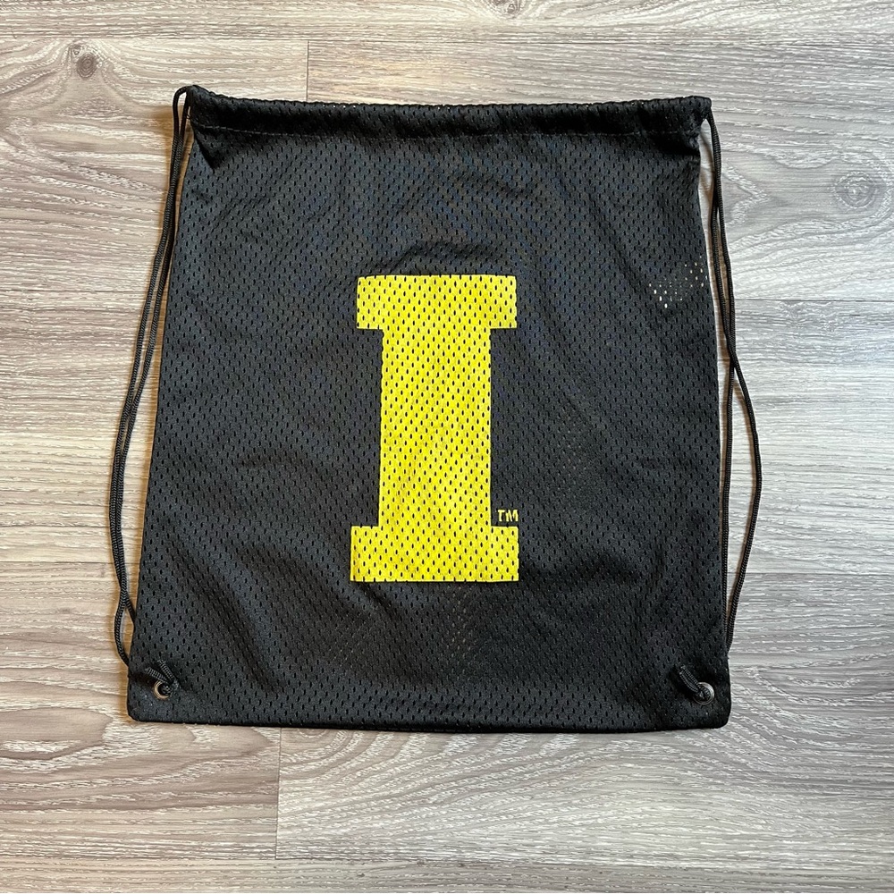 Black and Yellow University of Iowa Drawstring bag